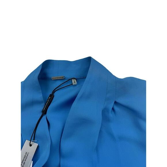 Elie Tahari Silk V-Neck Relaxed Fit Blouse Blue Size S - Picture 6 of 7